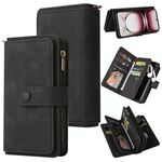 Per OPPO Reno12 Pro Global Skin Feel Multi Card Slots Zipper Wallet Custodia in pelle per telefono (nero)