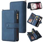 Per OPPO Reno12 Pro Global Skin Feel Multi Card Slots Zipper Wallet Custodia in pelle per telefono (blu)