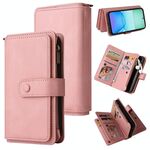 Per Redmi 13 4G Global Skin Feel Multi Card Slots Zipper Wallet Custodia in pelle per telefono (rosa)
