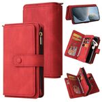 Per Redmi K70 Skin Feel Multi Card Slots Zipper Wallet Custodia in pelle per telefono (rosso)