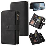 Per Redmi K70 Skin Feel Multi Card Slots Zipper Wallet Custodia in pelle per telefono (nero)