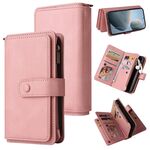 Per Redmi K70 Skin Feel Multi Card Slots Zipper Wallet Custodia in pelle per telefono (rosa)