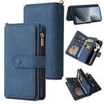 Per Redmi K70 Skin Feel Multi Card Slots Zipper Wallet Custodia in pelle per telefono (blu)