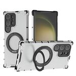 Per Samsung Galaxy S24 Ultra 5G Grating 360 gradi supporto girevole antiurto custodia per telefono (trasparente)