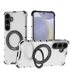 Per Samsung Galaxy S24+ 5G Grating 360 gradi supporto girevole antiurto custodia per telefono (trasparente)