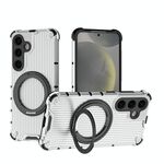 Per Samsung Galaxy S24 5G Grating 360 gradi supporto girevole antiurto custodia per telefono (trasparente)