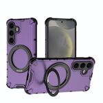 Per Samsung Galaxy S24 5G Grating 360 gradi supporto girevole antiurto custodia per telefono (viola)