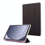 Per Samsung Galaxy Tab A9+ Custodia per tablet in pelle a 3 pieghe in acrilico trasparente in fibra di carbonio (viola)