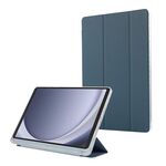 Per Samsung Galaxy Tab A9+ Custodia per tablet in pelle a 3 pieghe in acrilico trasparente in fibra di carbonio (blu)