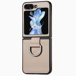 Per Samsung Galaxy Z Flip 6 5G Custodia per telefono con anello in pelle con texture Litchi (grigio)