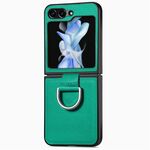 Per Samsung Galaxy Z Flip 6 5G Custodia per telefono con anello in pelle con trama litchi (verde)