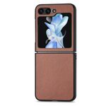 Per Samsung Galaxy Z Flip6 5G Custodia pieghevole in pelle con texture Litchi (marrone)