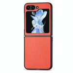 Per Samsung Galaxy Z Flip6 5G Custodia pieghevole in pelle con texture litchi (arancione)