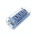 4 x USB 3.0 HUB 5 Gbps Docking Station trasparente Adattatore USB Splitter (rettangolo)