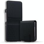 Per Samsung Galaxy Z Flip6 Custodia in pelle con fibbia a diamante e cordino (nero)