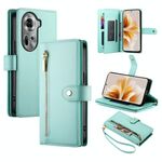 Per OPPO Reno11 Global Nine Card-slot Zipper Wallet Bag Custodia in pelle per telefono (verde menta)