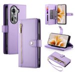Per OPPO Reno11 Global Nine Card-slot Zipper Wallet Bag Custodia in pelle per telefono (viola)