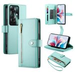 Per OPPO Reno11 F Custodia in pelle con cerniera e nove slot per schede (verde menta)