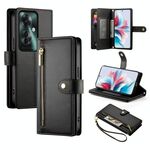 Per OPPO Reno11 F Custodia in pelle con cerniera e nove slot per schede (nero)