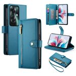 Per OPPO Reno11 F Custodia in pelle con cerniera e nove slot per schede (blu)