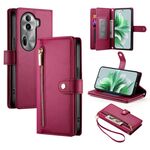 Per OPPO Reno11 Pro Global Nine Card-slot Zipper Wallet Bag Custodia in pelle per telefono (rosso)