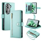 Per OPPO Reno11 Pro Global Nine Card-slot Zipper Wallet Bag Custodia in pelle per telefono (verde menta)