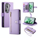 Per OPPO Reno11 Pro Global Nine Card-slot Zipper Wallet Bag Custodia in pelle per telefono (viola)