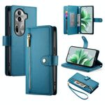 Per OPPO Reno11 Pro Global Nine Card-slot Zipper Wallet Bag Custodia in pelle per telefono (blu)