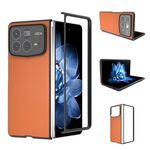 Per Xiaomi Mix Fold 4 Custodia per telefono con copertura completa in pelle PU e cornice nera (arancione)