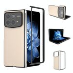 Custodia per telefono a copertura totale con telaio nero in pelle PU Xiaomi Mix Fold 4 (rosa pesca)