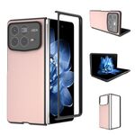 Per Xiaomi Mix Fold 4 Custodia per telefono a copertura totale in pelle PU con telaio nero (rosa chiaro)