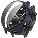 Per OnePlus Watch 2R PC + pellicola temperata Custodia protettiva per orologio integrata (blu inchiostro)