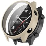 Per OnePlus Watch 2R PC + pellicola temperata Custodia protettiva per orologio integrata (bianco avorio)