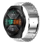 Per Huawei Watch GT / GT 2e 22mm Double Lock Buckle Turtle Titanium Steel Watch Band (Argento)