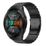 Per Huawei Watch GT / GT 2e 22mm Cinturino con fibbia doppia chiusura in acciaio al titanio tartaruga (Nero)