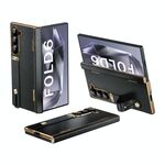 Per Samsung Galaxy Z Fold6 Custodia per telefono con cinturino da polso retrattile e supporto invisibile (nero)