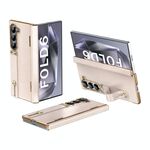 Per Samsung Galaxy Z Fold6 Custodia per telefono con cinturino da polso retrattile e supporto invisibile (rosa)