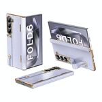 Per Samsung Galaxy Z Fold6 Custodia per telefono con cinturino da polso retrattile e supporto invisibile (viola)