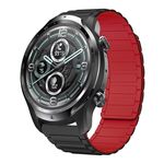 For Ticwatch Pro 3 Lite 22mm I-shaped Magnetic Silicone Watch Band(Black+Red)