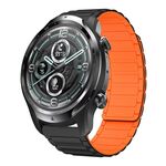 For Ticwatch Pro 3 22mm I-shaped Magnetic Silicone Watch Band(Black+Orange)