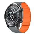 For Ticwatch Pro 3 22mm I-shaped Magnetic Silicone Watch Band(Gray+Orange)