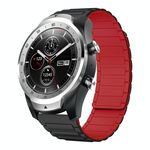 For Ticwatch Pro 2020 22mm I-shaped Magnetic Silicone Watch Band(Black+Red)