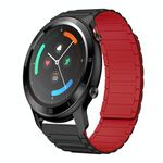 For Ticwatch GTX 22mm I-shaped Magnetic Silicone Watch Band(Black+Red)