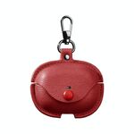 Custodia protettiva per auricolari in pelle business per Redmi Buds 5 Pro / Buds 4 Pro con gancio (rosso)
