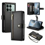 For Redmi K70E / Xiaomi Poco X6 Pro Nine Card-slot Zipper Wallet Bag Leather Phone Case(Black)