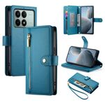 For Redmi K70E / Xiaomi Poco X6 Pro Nine Card-slot Zipper Wallet Bag Leather Phone Case(Blue)