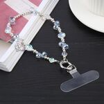 Catena con perline scintillanti a farfalla rosa e cordino corto anti-smarrimento (blu)