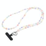 Semplice forma ovale multicolore lunga catena di perline telefono anti-smarrimento collo tracolla (colorato)