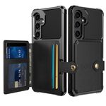 Per Samsung Galaxy S24 5G Portafoglio magnetico con carte di credito Custodia in pelle per telefono (nero)