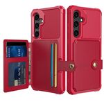 Per Samsung Galaxy S24 5G Portafoglio magnetico con carte di credito Custodia in pelle per telefono (rosso)